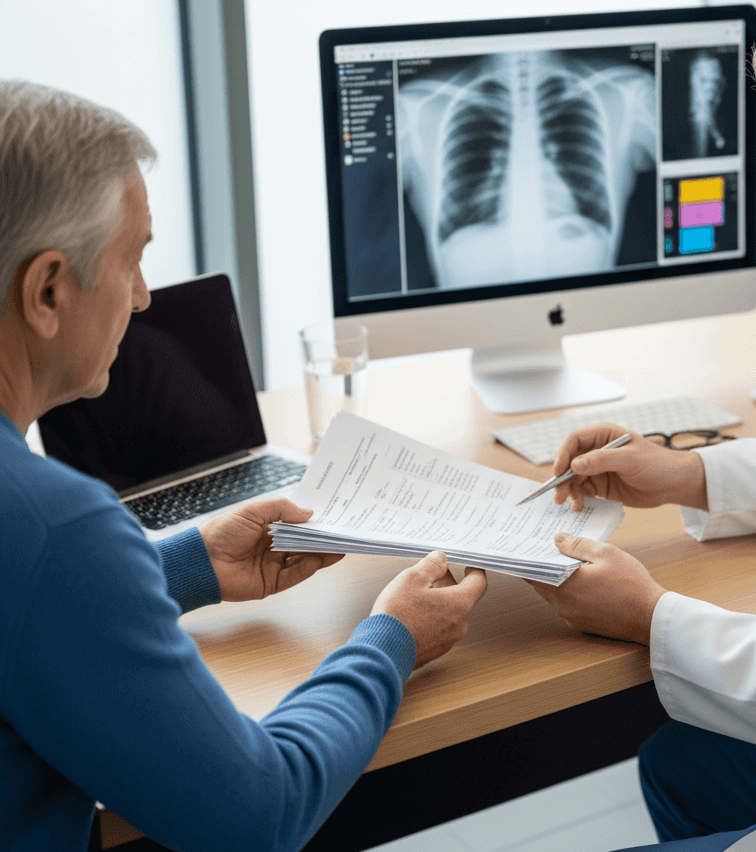 Visita de revisión en neumología para evaluar la salud pulmonar, controlar enfermedades respiratorias y seguimiento de pacientes.