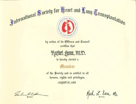 Diploma Sociedad Internacional de Trasplante de corazón y pulmón