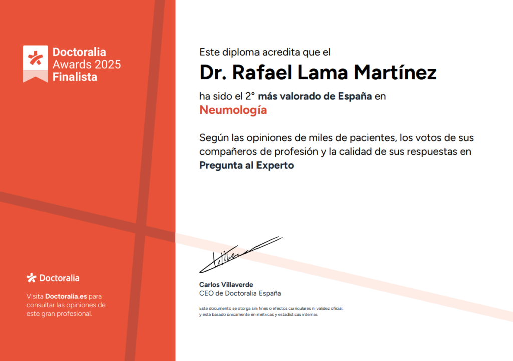 Dr. Rafael Lama Martínez 2º mejor valorado de España en Neumología