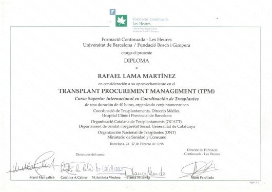 Doctor Rafael Lama Martínez Diploma Universidad de Barcelona