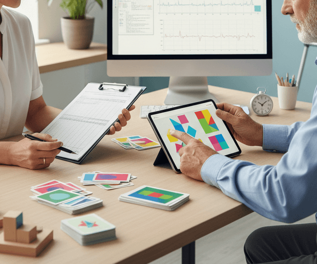 Consulta de evaluación cognitiva para valorar memoria, atención, lenguaje y funciones ejecutivas en pacientes.